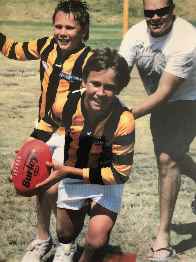 North Melbourne footballer Kyron Hayden (front) as a kid in Western Australia.