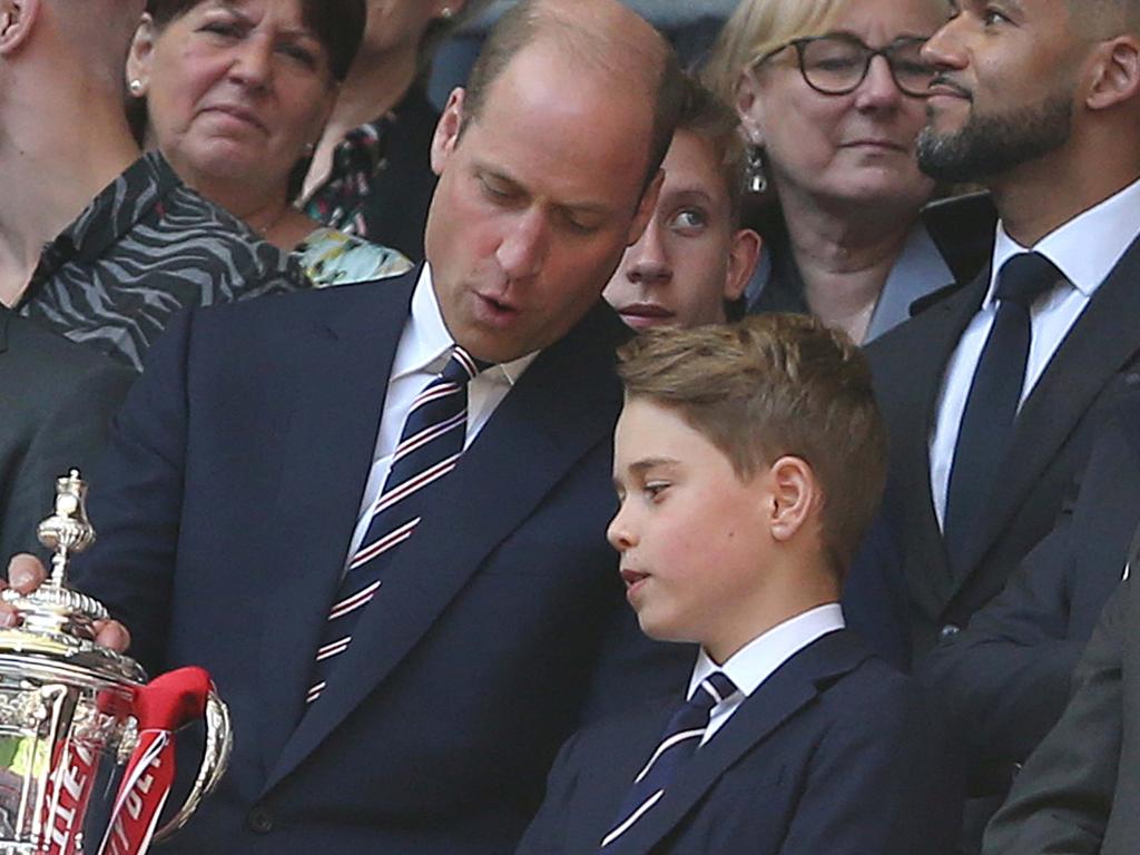 Prince William and his son Prince George during the Emirates FA Cup Final match in London, England. Picture: Crystal Pix/MB Media/Getty Images