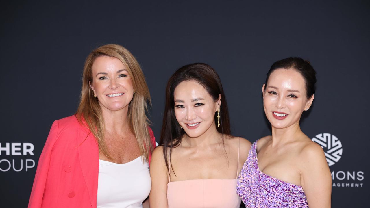 Belinda Dawes, Gina Kim and Anna Kim at The Kollosche Peoples Lunch 2023 for Serving Our People (SOP) at The Star Gold Coast. Picture: Portia Large