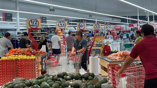 The chaos at Coles in Palmerston. Picture: SUPPLIED