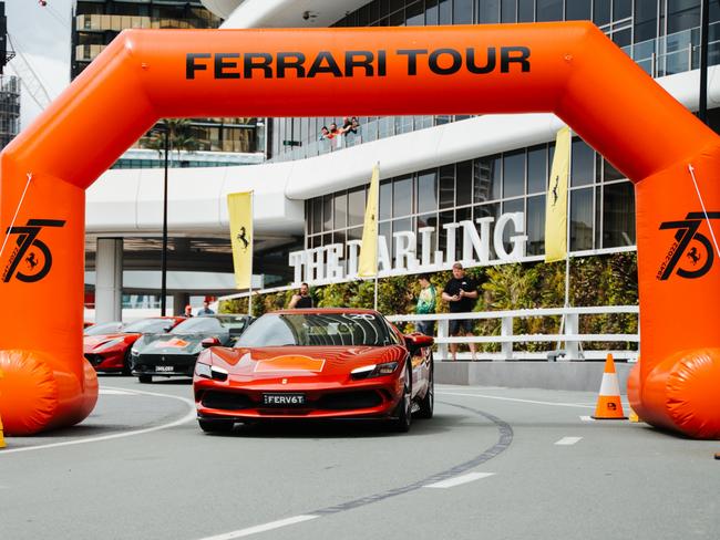 EMBARGO FOR TWAM 17 DECEMBER 2022. FEE MAY APPLY.  Ferrari 75th anniversary tour from the Gold Coast to Sydney. Photo: Supplied