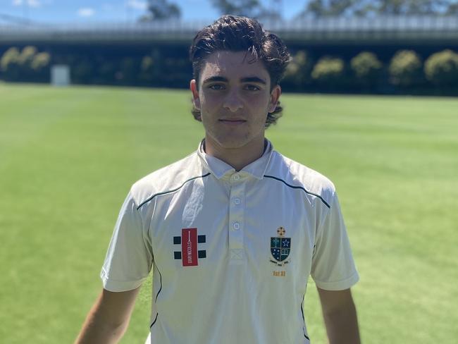 Samuel Mazza launched a blistering century of 186 with 30 boundaries to set the record for the highest individual score of a batter from the school. Picture: St Kevin's Twitter