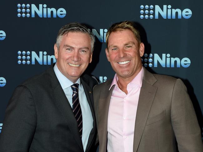 Eddie McGuire and Shane Warne. Picture: Kylie Else