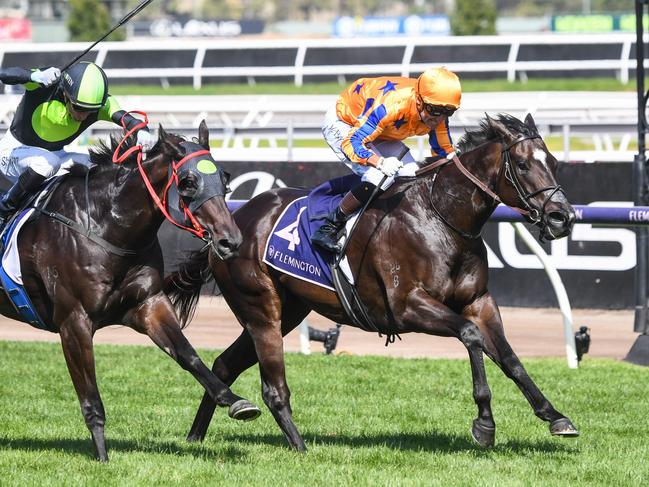 Imperatriz ridden by Opie Bosson wins the Black Caviar Lightning at Flemington Racecourse on February 17, 2024 in Flemington, Australia. (Photo by Pat Scala/Racing Photos via Getty Images)