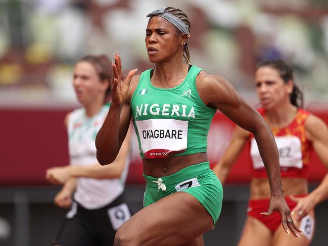 Blessing Okagbare was ruled out of the women’s 100m semi finals. Picture: Patrick Smith/Getty Images