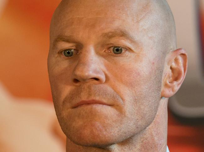 Barry Hall is seen during a press conference at the Crown Promenade in Melbourne, Wednesday, November 13, 2019. (AAP Image/Vince Caligiuri) NO ARCHIVING