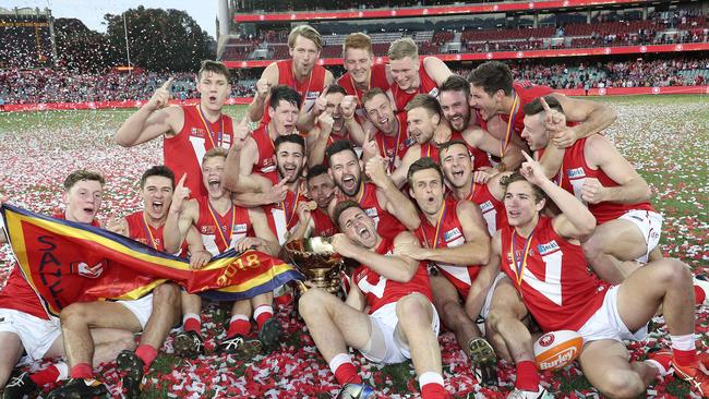 North players celebrate their win in the 2018 grand final. Picture SARAH REED