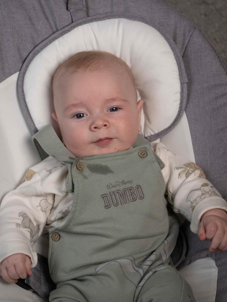 Three month old son Navy Bellis poses after winning Geelong Advertiser's cutest baby. Picture: Brad Fleet