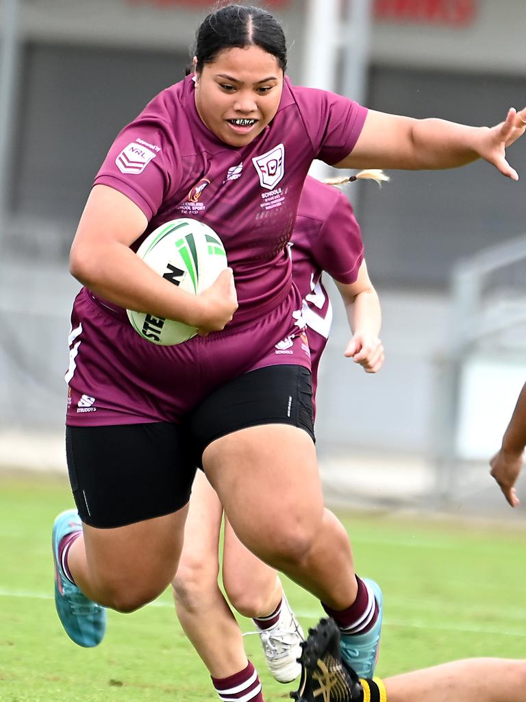 Queensland prop Alice Shannon has been an unstoppable force during the ASSRL Nationals at Redcliffe this week. Picture: John Gass
