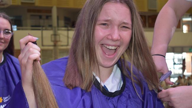 Year 12 students at Loreto College 'Rocked the Chop' for the Cancer Council's Ponytail Project. Picture: Jonathan O’Neill.