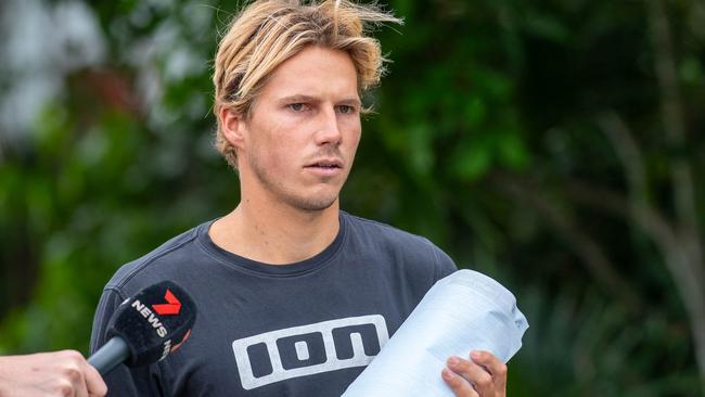 Connor John Christopher Lyons was confronted by media following his release from the Maroochydore watch-house on Monday. Picture: Patrick Woods