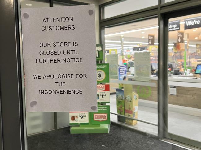 A sign at Moonah Woolworths Wednesday night.