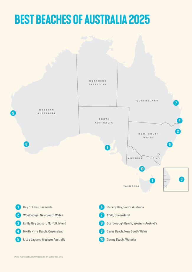 Australia's top 10 beaches for 2025. Picture: Supplied