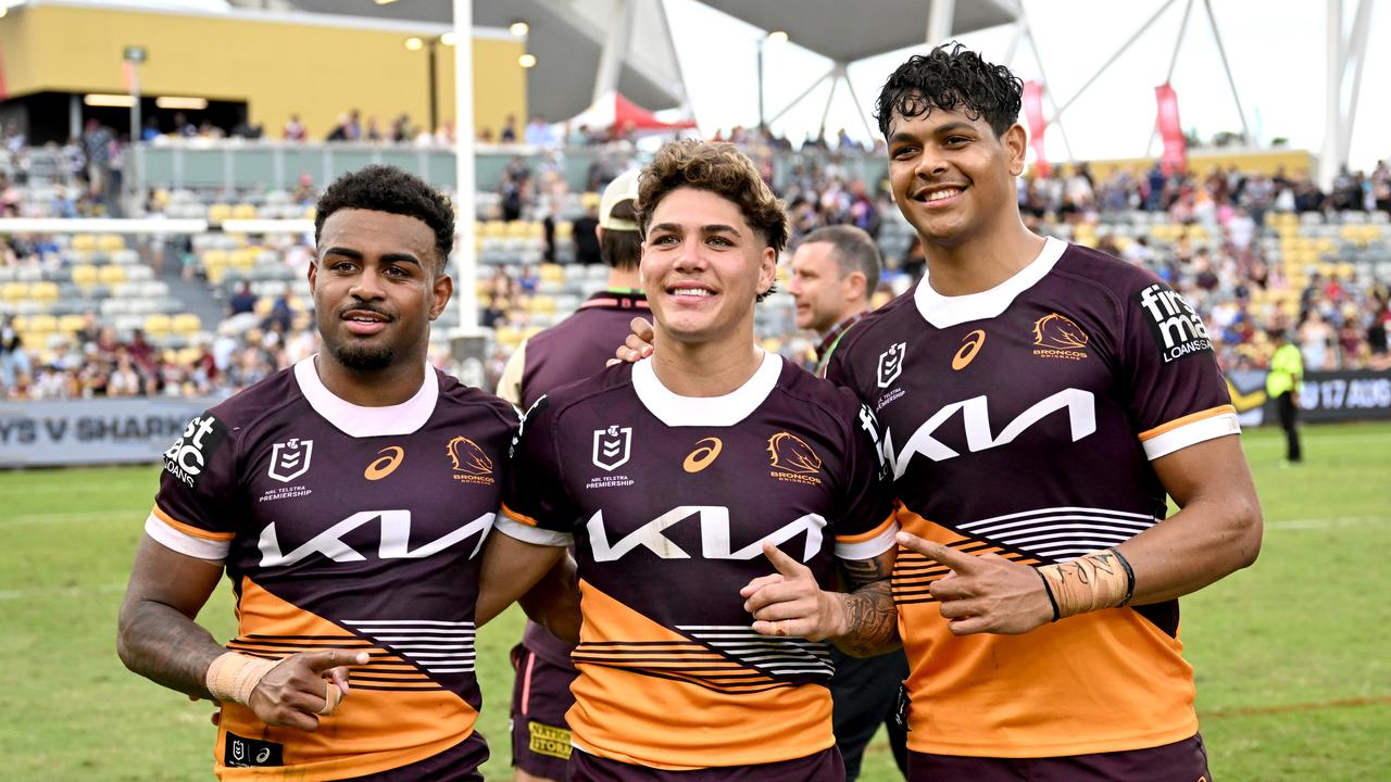 Ezra Mam, Reece Walsh, Selwyn Cobbo. Picture: NRL Imagery