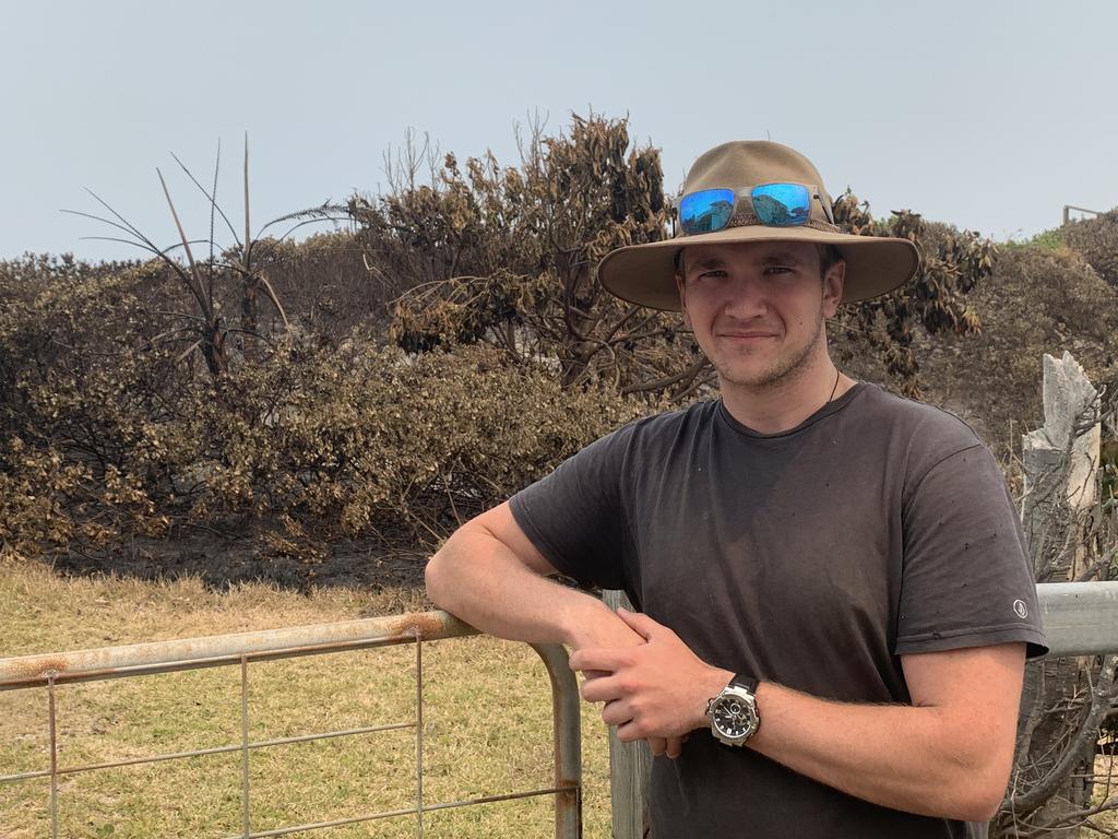 Brodie Trotter, 21, whose home is one of 10 properties in a small close on the southern end of Old Bar. Picture: James Hall