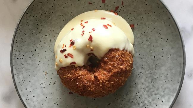 The way-more-delicious-than-it sounds “donug” chicken nugget doughnut at Red Hill Hotel, Chewton