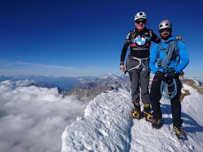 Pat Farmer with Swiss Mountaineer Guy May at Summit Matterhorn on Saturday.