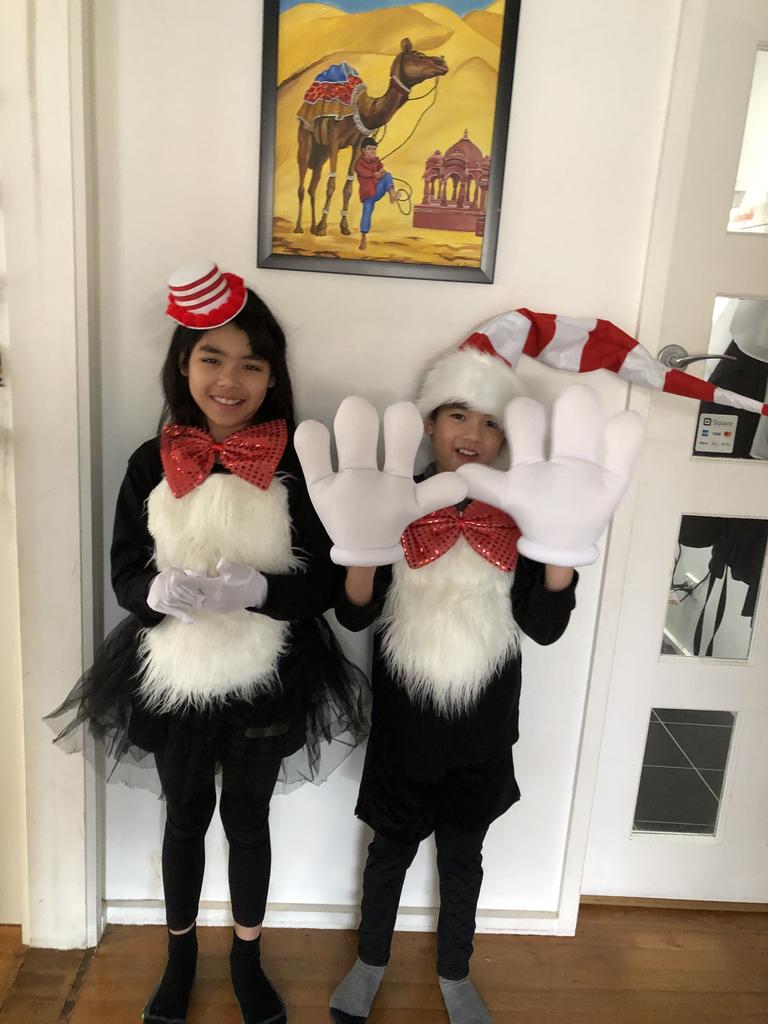 Sakura and Daichi dressed as The Cat in The Hat.