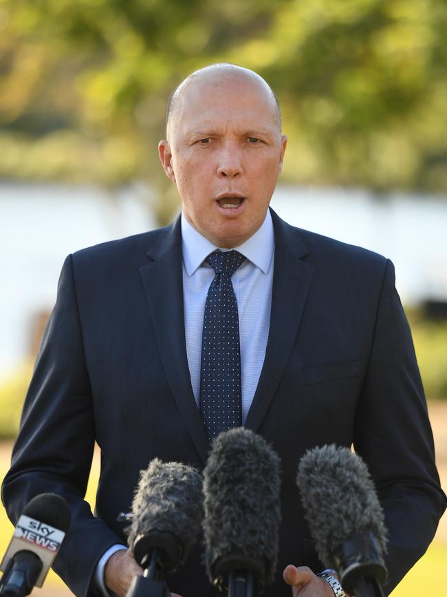 Minister for Home Affairs Peter Dutton. Picture: AAP/Dan Peled