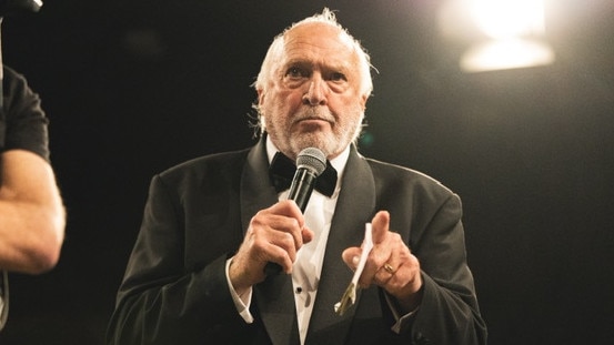 Rex Hunt as ring announcer at Melbourne Pavilion. Pic: Michelle Winters