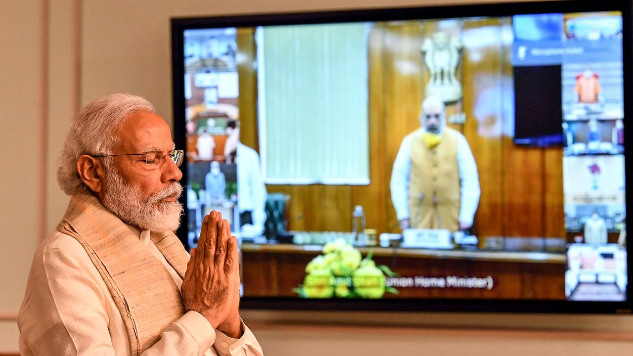 Indian Prime Minister Narendra Modi led a two-minute silence for the fallen soldiers. Picture: PIB/AFP