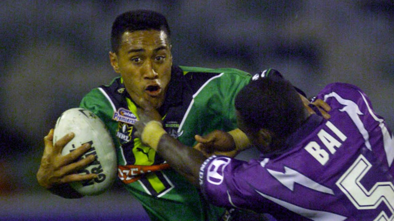 September 1st, 2001. NRL Round 26, Canberra v Melbourne Storm at Bruce Stadium. Raiders Odell Manuel. (AAP Image/Mark Nolan/Action Photographics) NO ARCHIVING