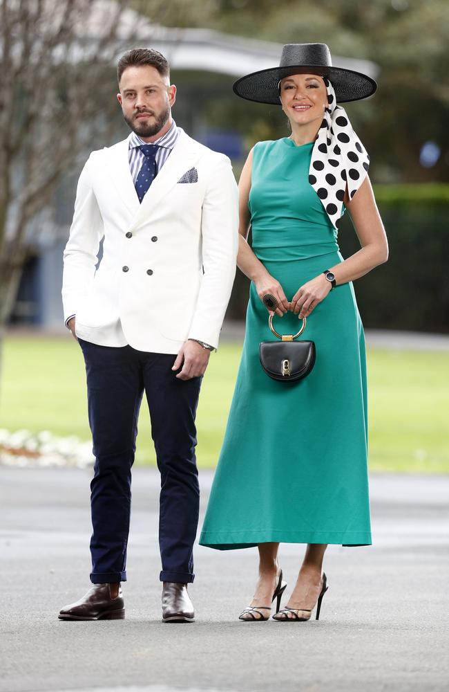 Sam Nelson and Viera Macikova sporting their race day outfits. See how to get their look below. Picture: Richard Dobson