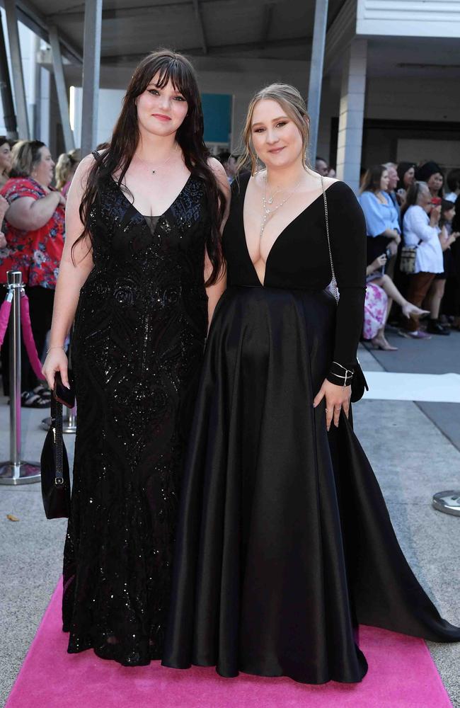 Emily Devlin and Tilly Birt at Meridan State College formal. Picture: Patrick Woods.