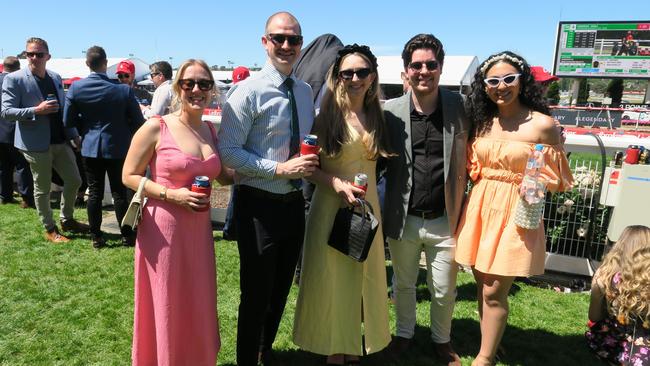 Tom, Lu, Sam, Linda and Kaillin together at the Cox Plate.