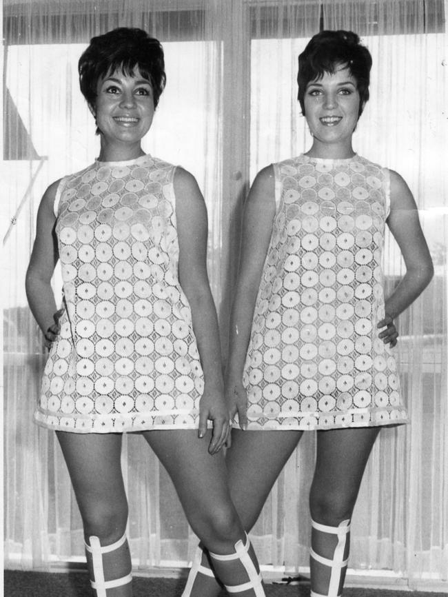 1969: SA entertainers Anne and Susan Wills wearing one of the costumes for their stage show for the troops in Vietnam.