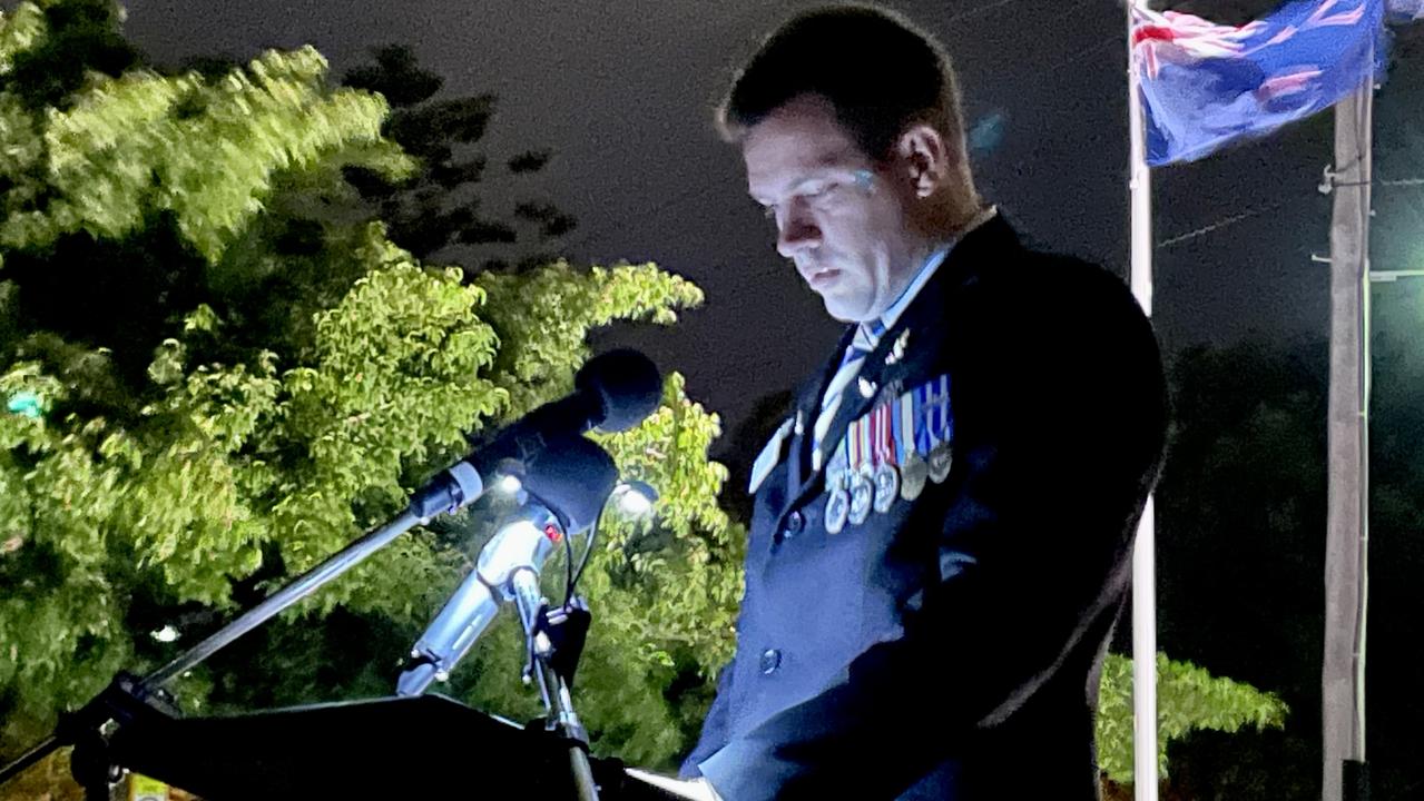 Mackay Anzac Day Dawn Service at Jubilee Park – guest speaker Mark Preston, Army Aviation Afghanistan. Picture: Janessa Ekert