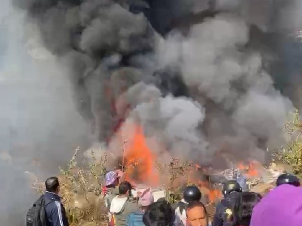 A screen grab taken from a video shows a view of Pokhara airport, where Yeti Airlines plane carrying 72 people crashed in Pokhara, Nepal. Picture: Stringer/Anadolu Agency via Getty Images