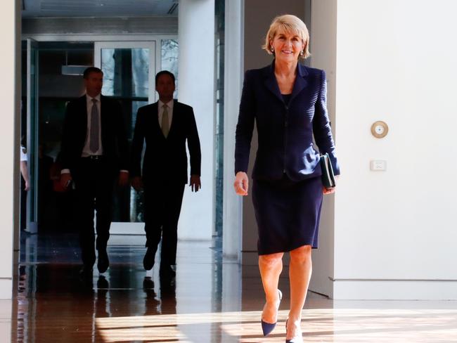 Julie Bishop has done her time and proven herself, but it’s not enough for the Liberal Party. Picture: AFP