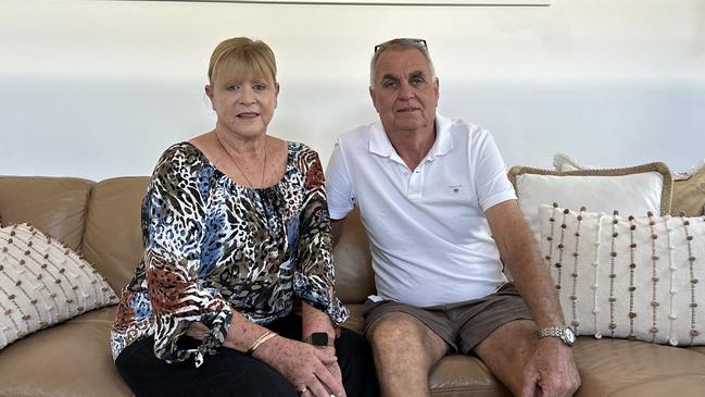 Matildas goalkeeper Mackenzie Arnold's proud parents Leah and Steve Arnold. Picture: Jake Garland