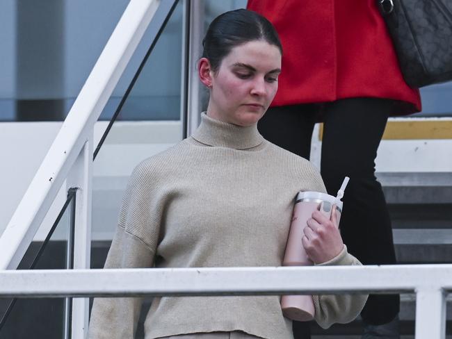 CANBERRA, Australia - NewsWire Photos - July 1, 2024: Private Mary Smithers leaves Defence Force magistrate court in Fyshwick, Canberra after being sentenced for covertly filming herself having intercourse with follow members of the army and sending the videos to a superior officer. Picture: NewsWire / Martin Ollman