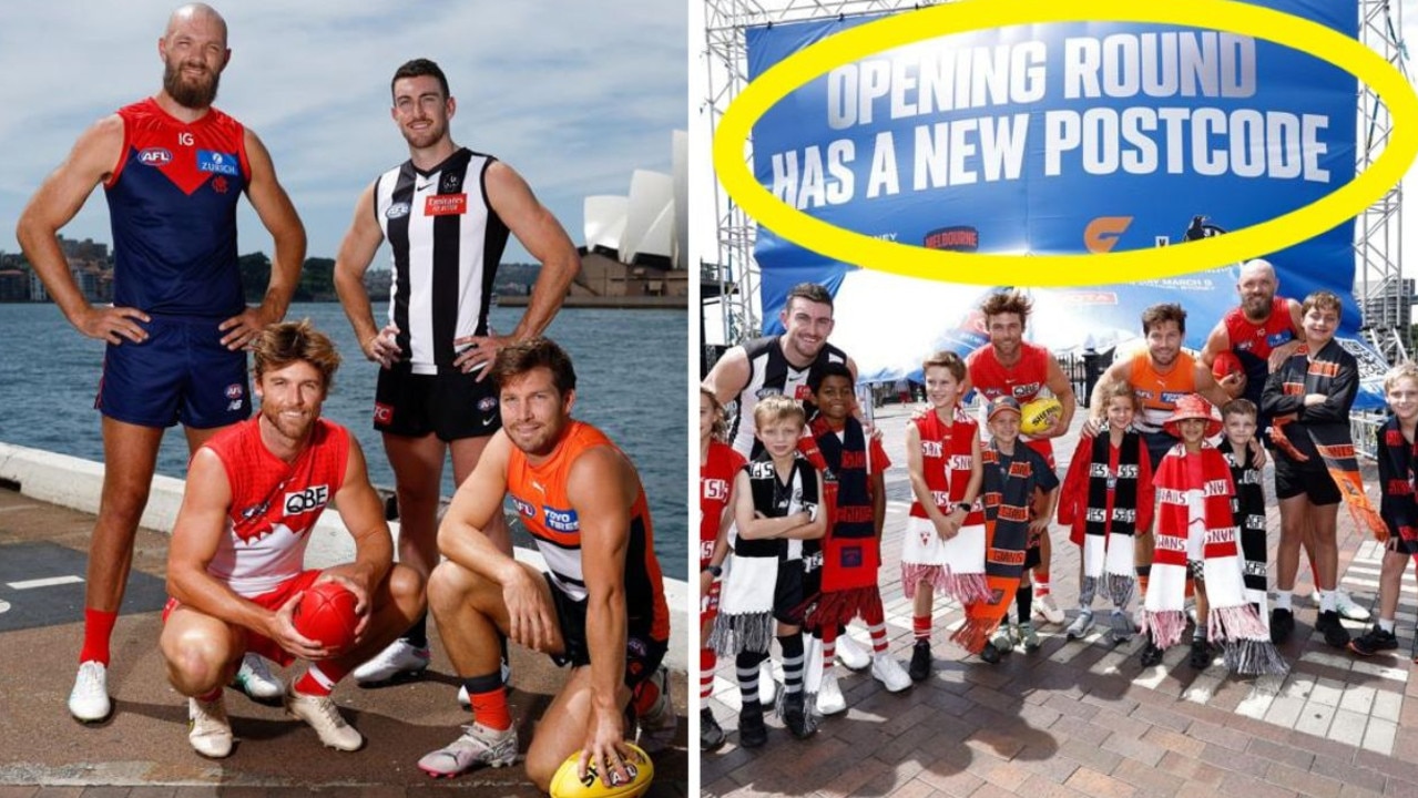 The AFL says 'Opening Round has a new postcode'.