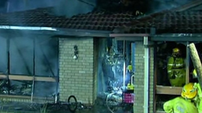 A teenager has escaped but a woman remains missing after a house fire in Upwey overnight. Picture: Sunrise