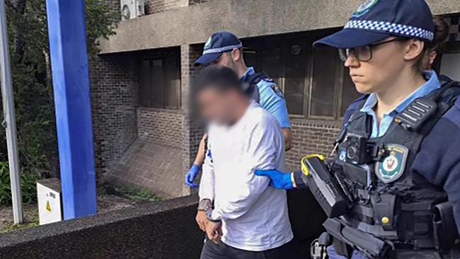 Police arrest Anthony Monteleone, who is alleged to have stabbed a women outside an Alexandria Gym. Picture: NSW Police