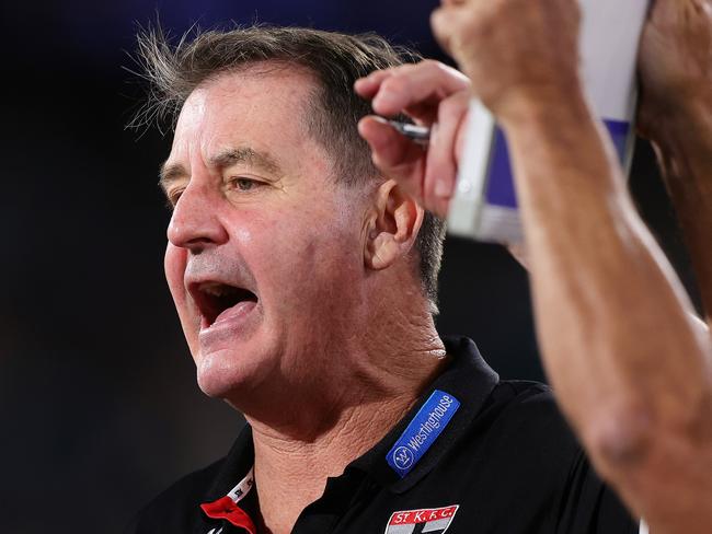 Ross Lyon, senior Coach of the Saints. Picture: Sarah Reed/AFL Photos via Getty Images