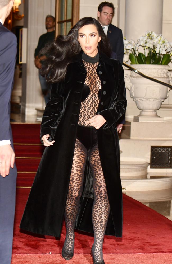 Kim Kardashian goes topless in sheer leopard print catsuit, Photo