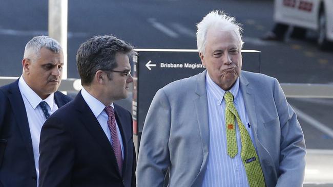 Clive Palmer on his way to court in Brisbane yesterday. Picture: AAP