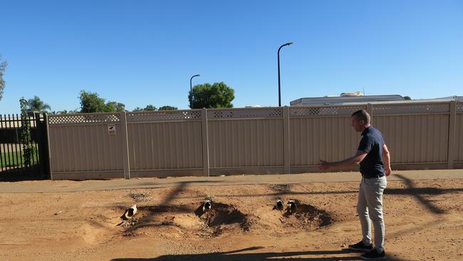 Open drains beside an aged care facility at Angle Vale. Picture Jason Katsaras