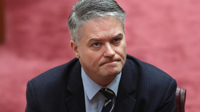 Mathias Cormann in the Senate Chamber. Picture Kym Smith