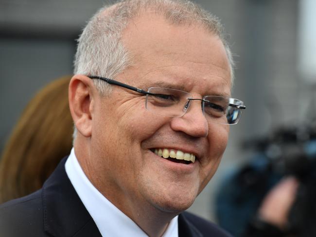 Prime Minister Scott Morrison at a press conference at a housing construction site in Clifton Springs, south of Melbourne on Wednesday. Picture: AAP/Mick Tsikas