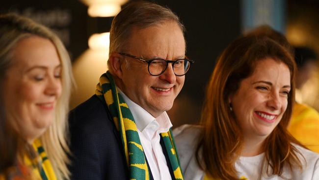 Anthony Albanese at the World Cup quarter-final between Australia and France. Picture: Getty Images