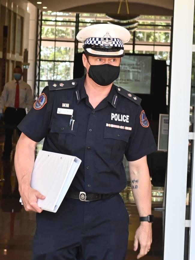 Superintendent Jody Nobbs leaves the Supreme Court in Darwin after giving evidence on Friday. Picture: Julianne Osborne