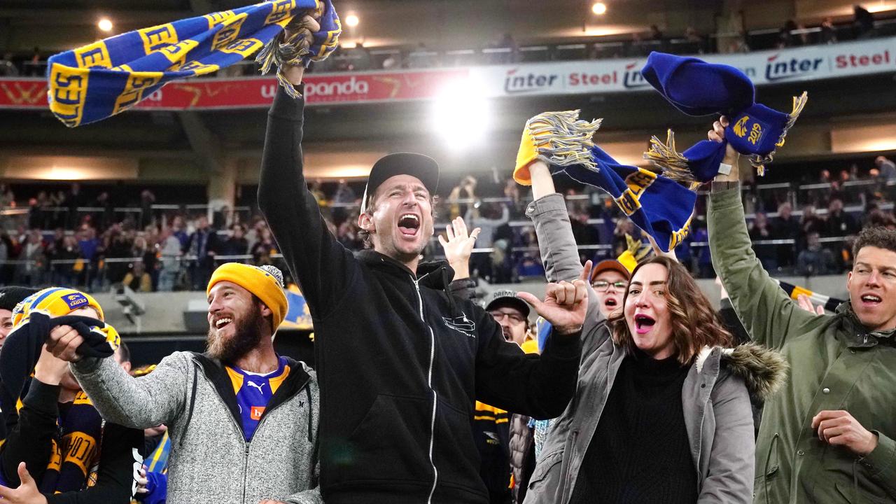 Eagles fans won’t be able to create a cauldron-like atmosphere at Optus Stadium. Photo: AAP Image/Michael Dodge