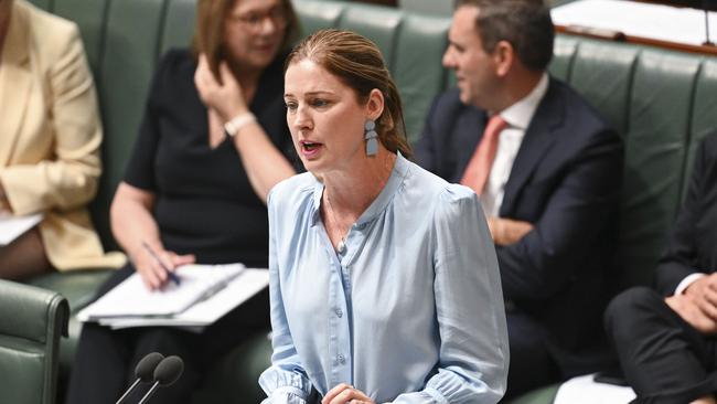 CANBERRA, AUSTRALIA, NewsWire Photos. MARCH 25, 2024: Minister for Housing, Minister for Homelessness Julie Collins during Question Time at Parliament House in Canberra. Picture: NCA NewsWire / Martin Ollman