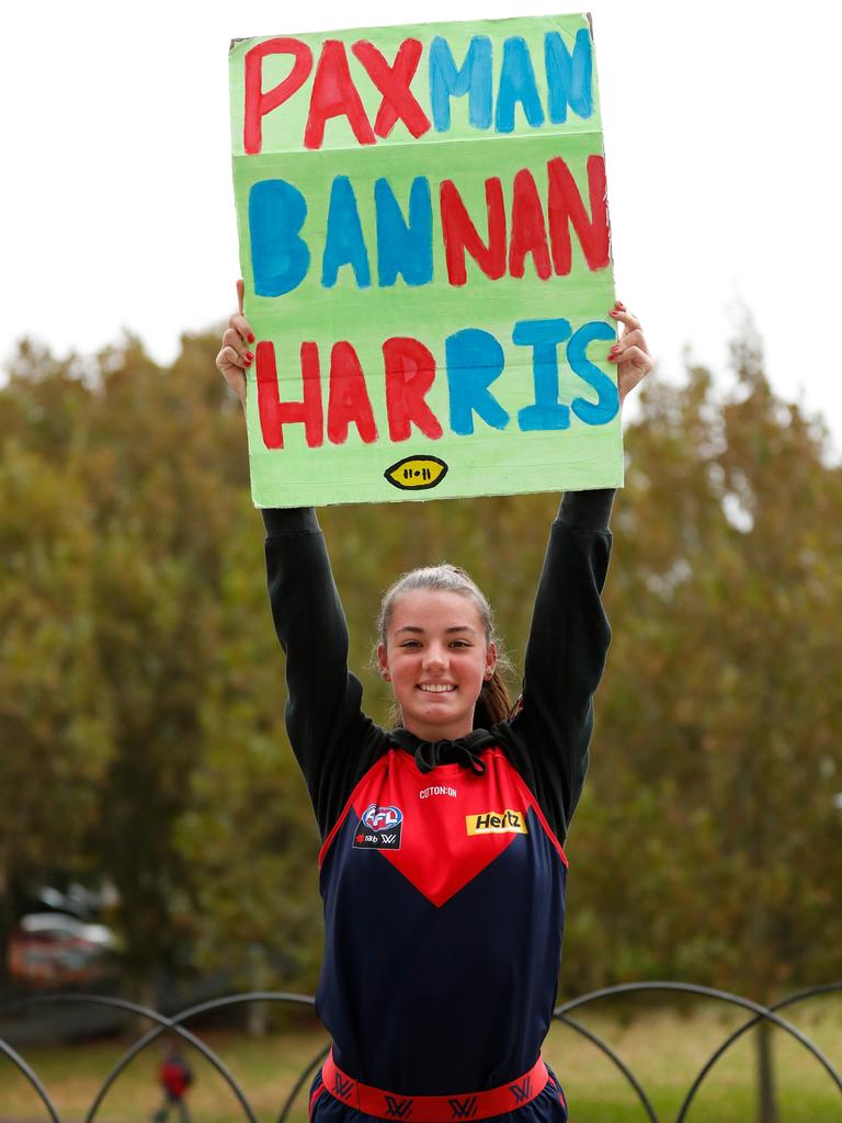 A Demons fan outside the MCG.