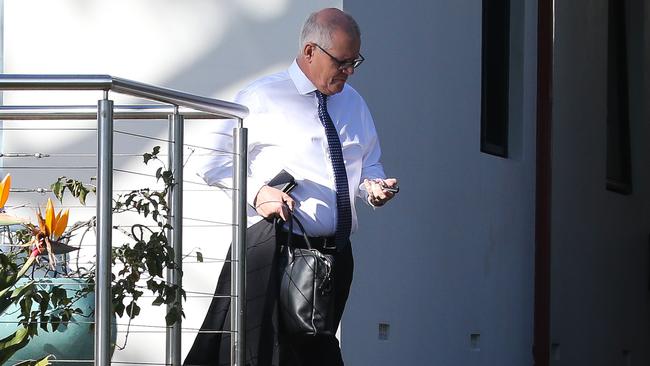 Scott Morrison outside his Sydney home before fronting the press. Picture: Gaye Gerard / NCA NewsWire